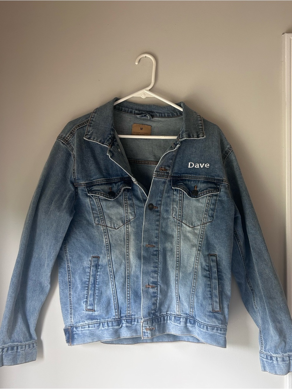 Embroidered Eagle Light Blue Denim Trucker Jacket